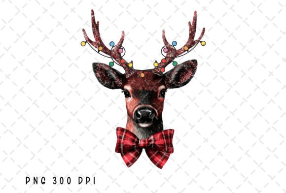 Download Deer Christmas Lights Coquette Bow PNG - Premium Resources