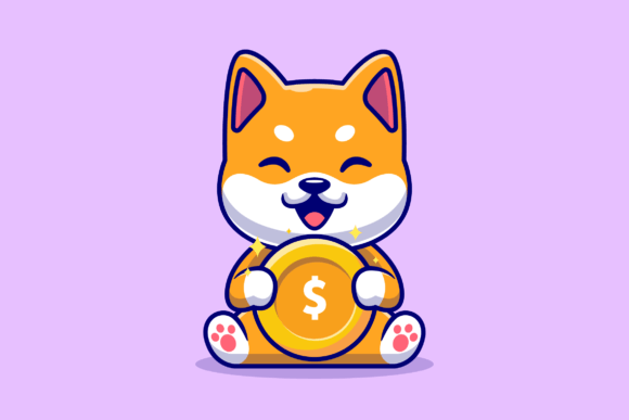 Download Cute Shiba Inu Dog Holding Gold Coin - Old Collection
