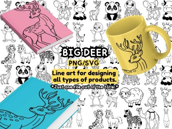 Download Big Deer Line Art – PNG &amp; SVG - Line art Collection