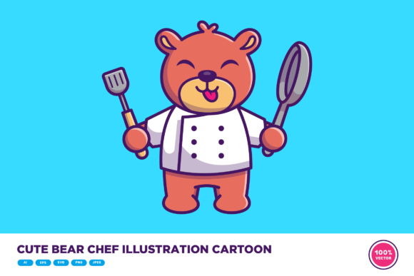 Download Cute Bear Chef Illustration Cartoon - Cartoon Collection
