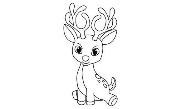 Download Funny Deer Cartoon Vector Coloring Page - Cartoon Collection