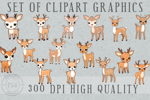 Download Set of 15 Hand Drawn Deer Line Art Set 2 - Line art Collection