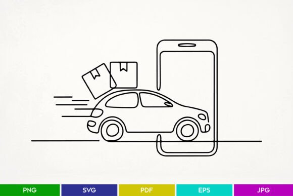 Download Online Delivery Car Line Art - Line art Collection
