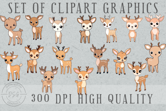Download Set of 16 Cute Hand Drawn Deer Line Art - Line art Collection