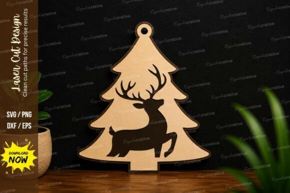 Download Deer Christmas Tree Laser Cut SVG Deer - Deer christmas Collection